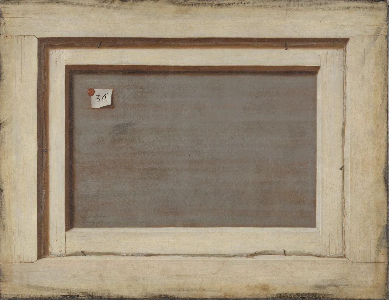 Trompe-l'oeil painting of the reverse side of a framed canvas